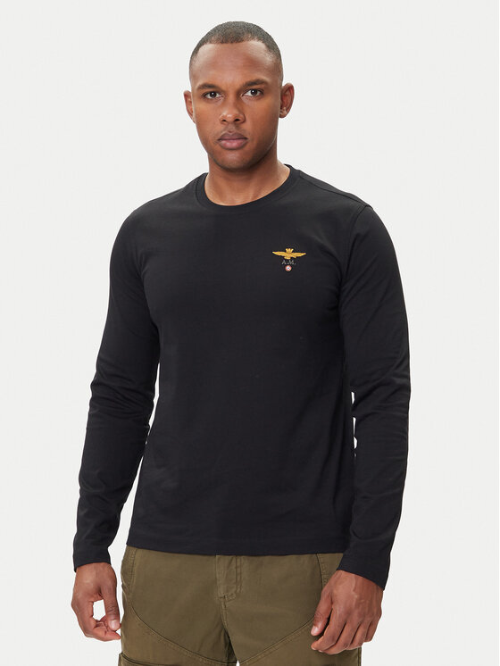 Aeronautica Militare Тениска с дълъг ръкав 252TS2390UJ00372 Черен Regular Fit цвят на ниска цена