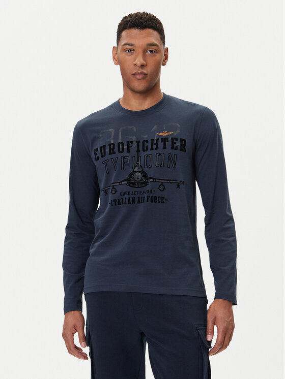 Aeronautica Militare Тениска с дълъг ръкав 252TS2477UJ00641 Тъмносин Regular Fit цвят на ниска цена