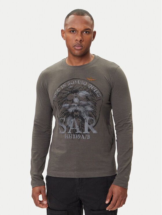 Aeronautica Militare Тениска с дълъг ръкав 252TS2485UJ00708 Сив Regular Fit цвят на ниска цена
