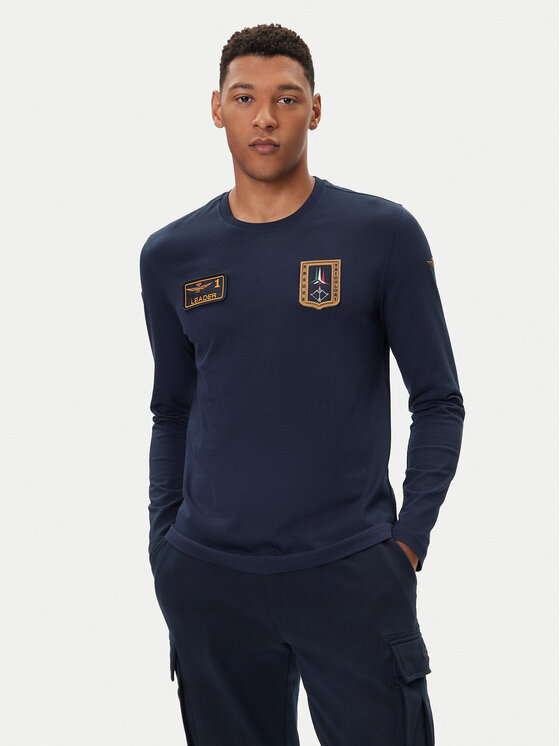 Aeronautica Militare Тениска с дълъг ръкав 252TS2488UJ00710 Тъмносин Regular Fit цвят на ниска цена