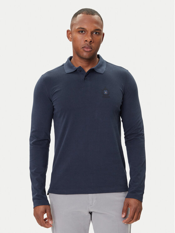 Aeronautica Militare Тениска с яка и копчета 252PO1886UJ00703 Тъмносин Regular Fit цвят на ниска цена