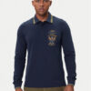 Aeronautica Militare Тениска с яка и копчета 252PO1896UP00173 Тъмносин Regular Fit цвят на ниска цена