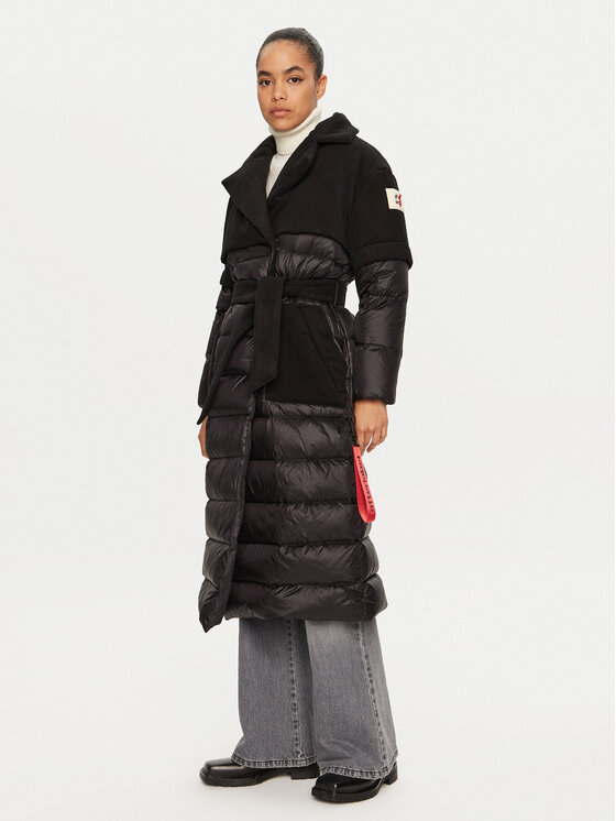 After Label Пухено яке Anversa A00060 Черен Regular Fit цвят на ниска цена