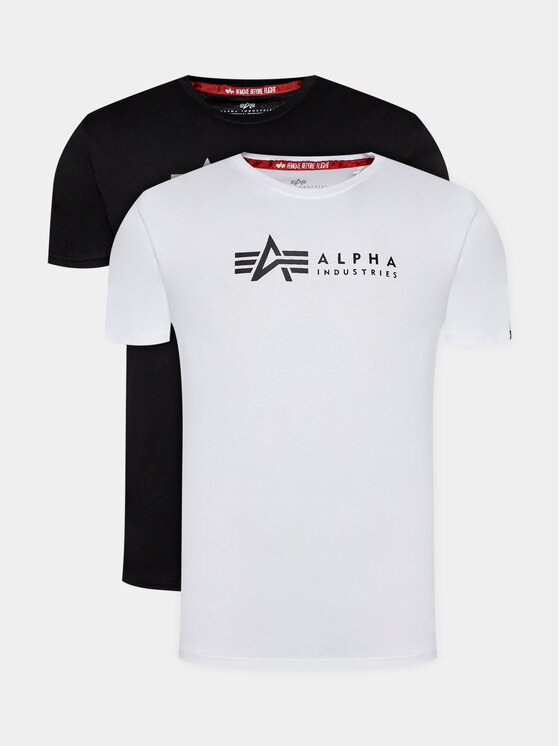 Alpha Industries Комплект тениски Alpha Label T 118534 Черен Regular Fit цвят на ниска цена