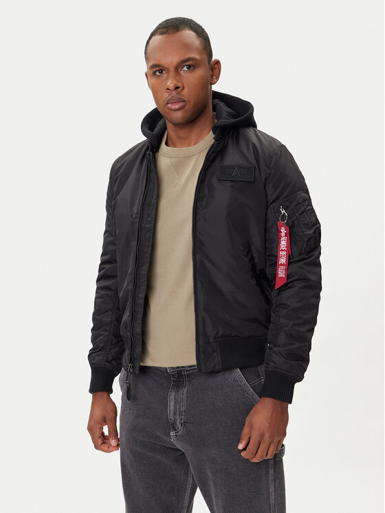 Alpha Industries Яке бомбър MA-1 TT Hood Two Tone 258100 Черен Regular Fit цвят на ниска цена