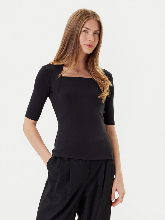 BOSS Блуза Egamma 50541894 Черен Slim Fit цвят на ниска цена