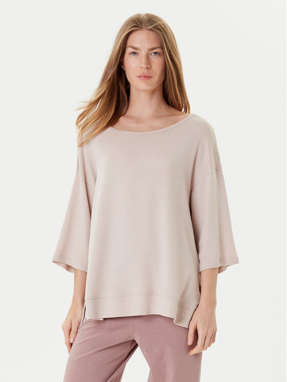 BOSS Блуза Ottoman 50540029 Бежов Relaxed Fit цвят на ниска цена