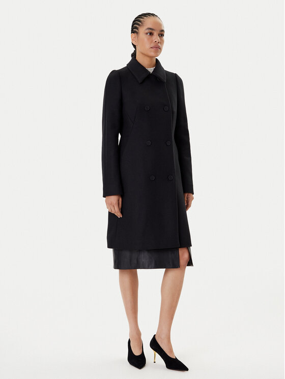 BOSS Вълнено палто Cale 50550723 Черен Relaxed Fit цвят на ниска цена