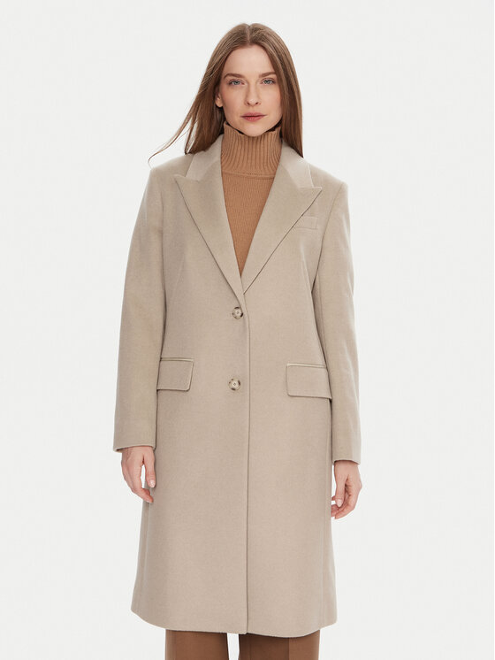 BOSS Вълнено палто Classin 50548371 Бежов Regular Fit цвят на ниска цена