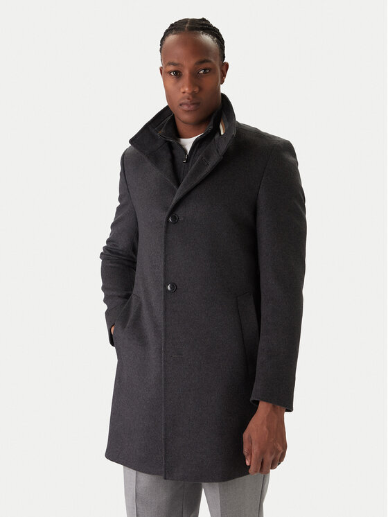 BOSS Вълнено палто H-Hyde 50551078 Сив Slim Fit цвят на ниска цена