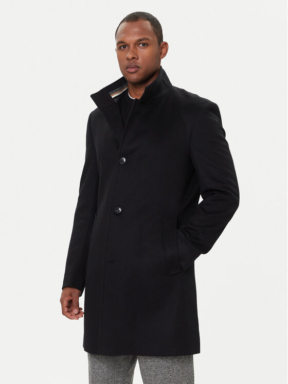 BOSS Вълнено палто H-Hyde 50551078 Черен Slim Fit цвят на ниска цена