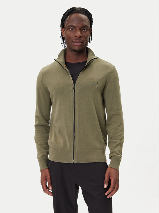 BOSS Кардиган Kanozip_S 50543692 Зелен Regular Fit цвят на ниска цена
