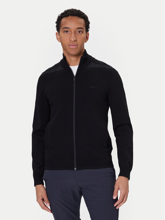 BOSS Кардиган League FZ 50547505 Черен Regular Fit цвят на ниска цена