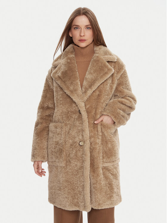 BOSS Кожух C_Catedy 50548583 Бежов Relaxed Fit цвят на ниска цена