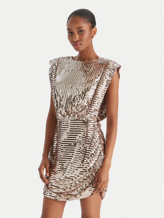 BOSS Коктейлна рокля C_Dillana 50548317 Златист Slim Fit цвят на ниска цена