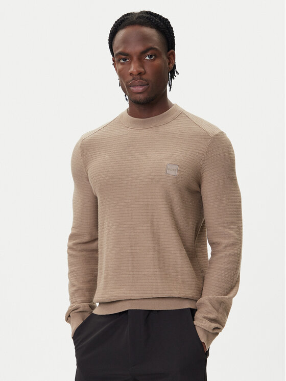 BOSS Пуловер Anion_S 50527584 Бежов Regular Fit цвят на ниска цена