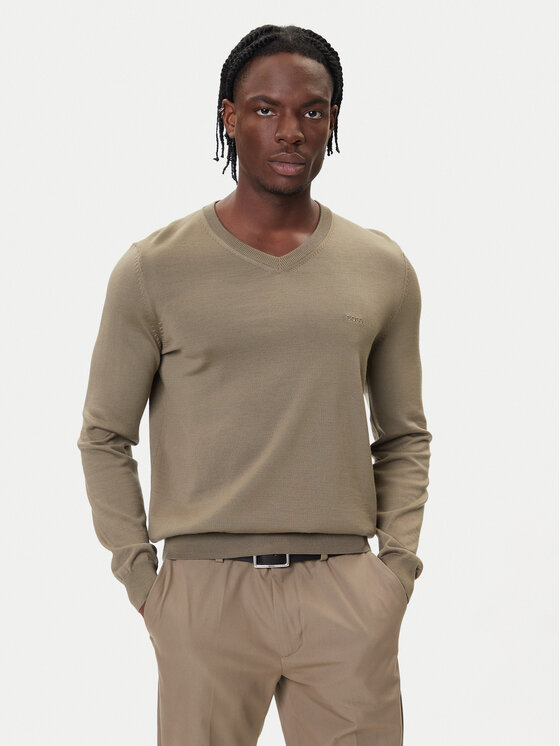 BOSS Пуловер Baram-L 50476363 Кафяв Regular Fit цвят на ниска цена