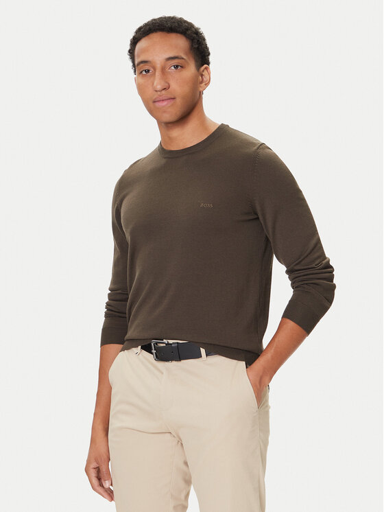 BOSS Пуловер Botto-L 50476364 Зелен Regular Fit цвят на ниска цена