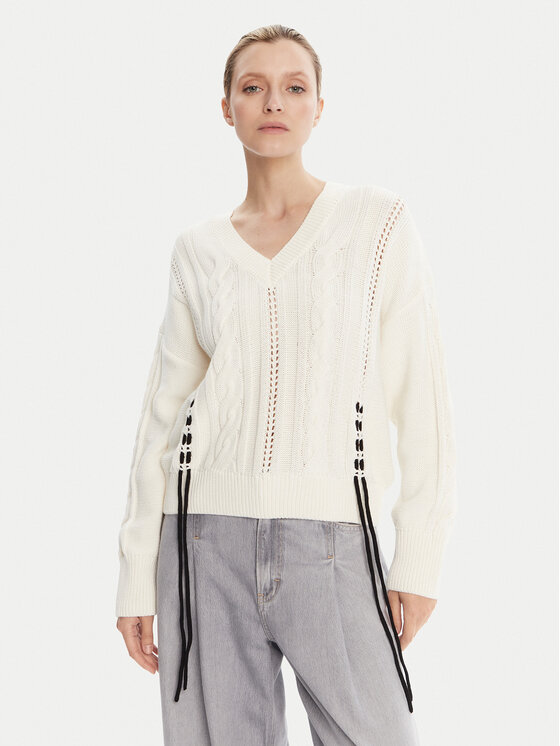 BOSS Пуловер C_Fangallo 50545875 Бежов Regular Fit цвят на ниска цена