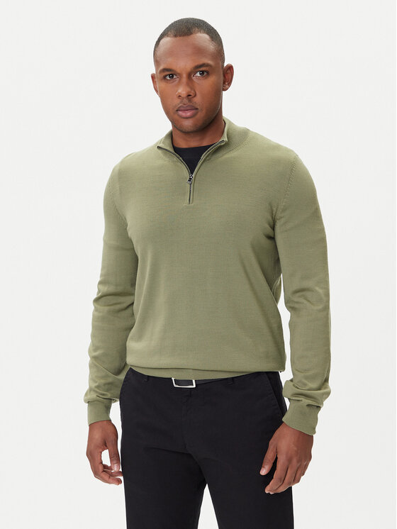 BOSS Пуловер Ebenji  50528300 Зелен Regular Fit цвят на ниска цена