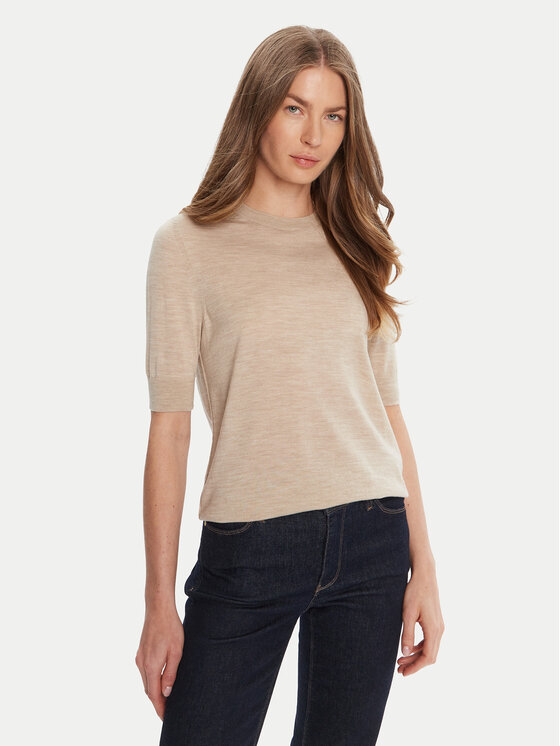 BOSS Пуловер Farbella 50544996 Бежов Slim Fit цвят на ниска цена