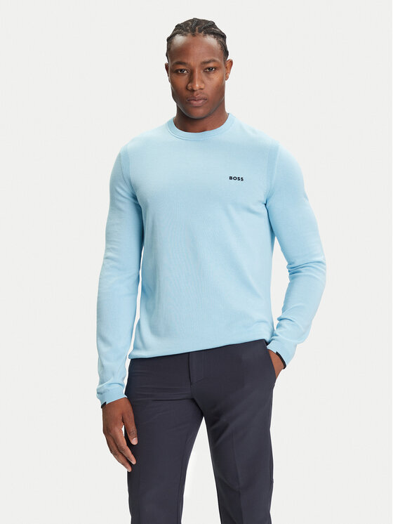 BOSS Пуловер K_Ever-X 50541940 Светлосиньо Regular Fit цвят на ниска цена