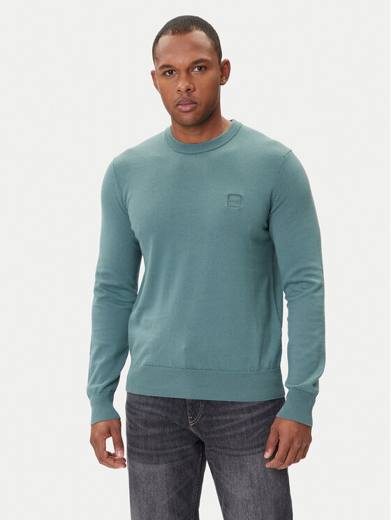 BOSS Пуловер Kanovano_S 50527583 Зелен Regular Fit цвят на ниска цена