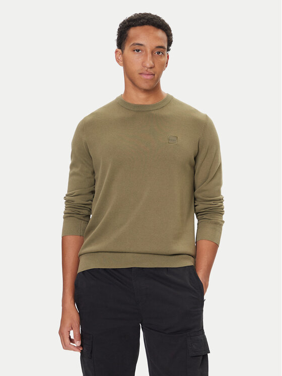 BOSS Пуловер Kanovano_S 50527583 Зелен Regular Fit цвят на ниска цена