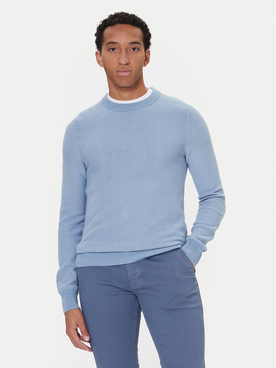 BOSS Пуловер Klapok 50548673 Светлосиньо Regular Fit цвят на ниска цена