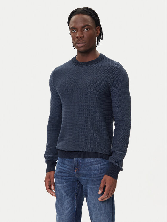 BOSS Пуловер Klapok 50548673 Син Regular Fit цвят на ниска цена
