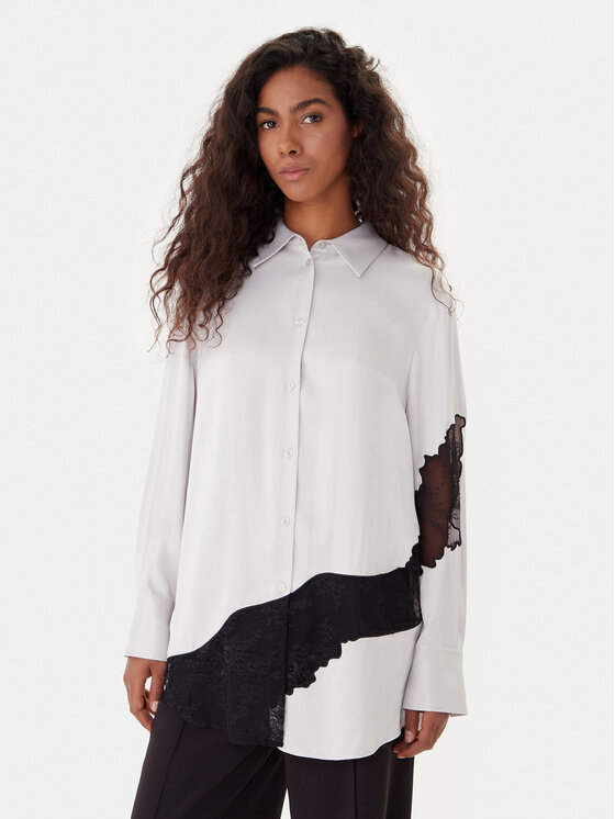 BOSS Риза Belacey 50546595 Сив Regular Fit цвят на ниска цена