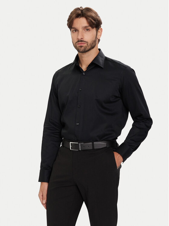 BOSS Риза H-Joe 50549901 Черен Regular Fit цвят на ниска цена