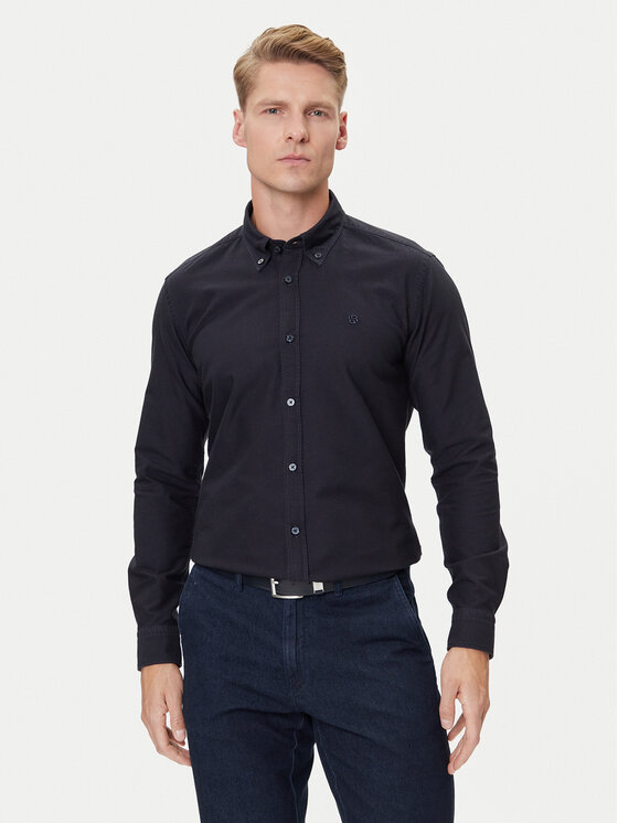 BOSS Риза H-Roan 50544917 Тъмносин Slim Fit цвят на ниска цена
