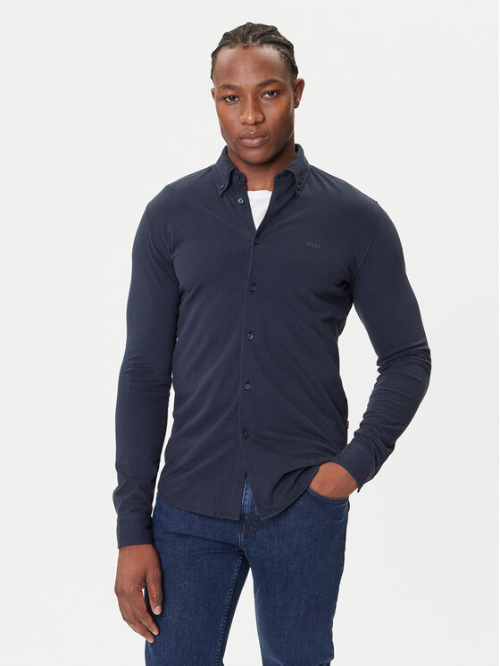 BOSS Риза Myjersey 50543089 Тъмносин Slim Fit цвят на ниска цена