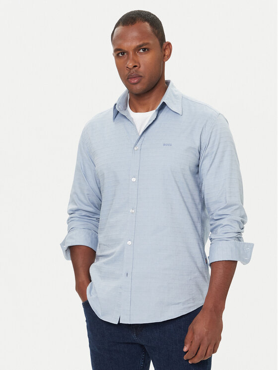 BOSS Риза Relegant 50548959 Светлосиньо Regular Fit цвят на ниска цена