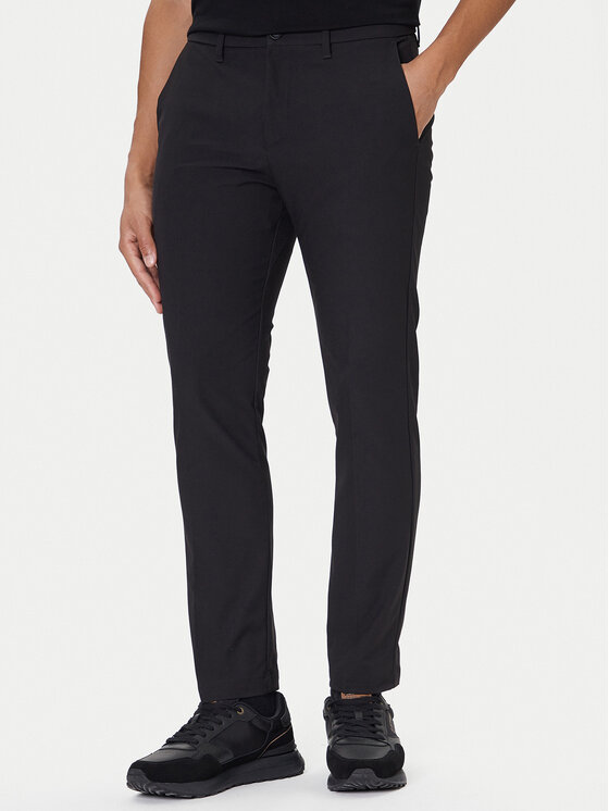 BOSS Текстилни панталони T_Commuter 50544245 Черен Slim Fit цвят на ниска цена