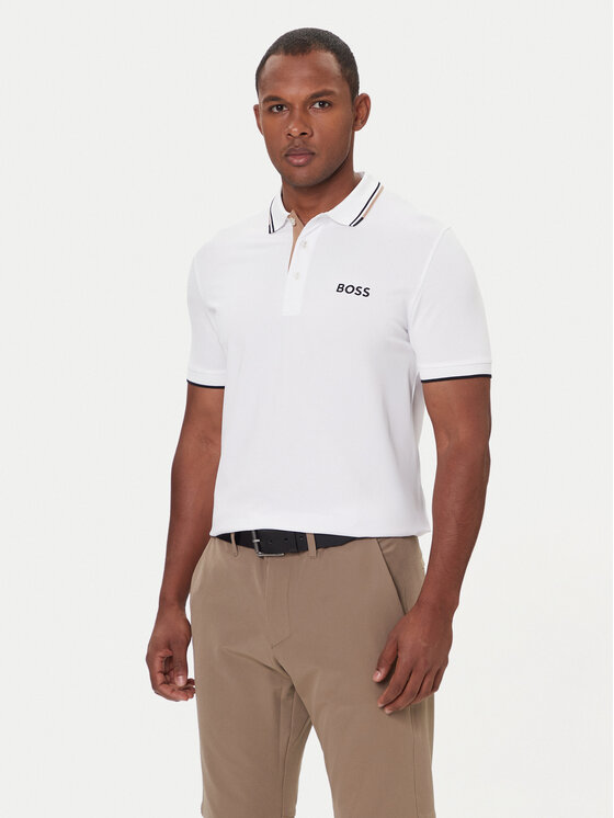 BOSS Тениска с яка и копчета Paddy Pro 50469102 Бежов Regular Fit цвят на ниска цена