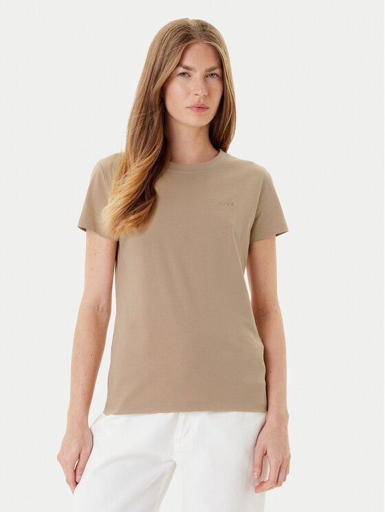 BOSS Тишърт C_Esogo_1 50506973 Бежов Slim Fit цвят на ниска цена