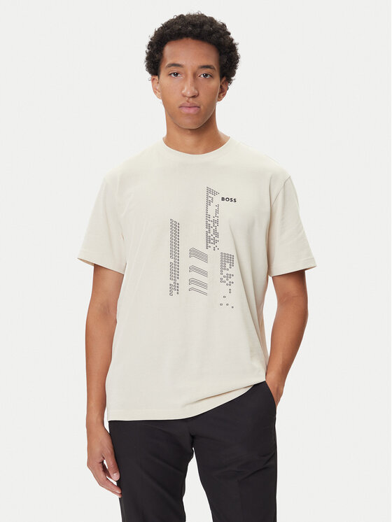 BOSS Тишърт GRX Zone 50552184 Бежов Relaxed Fit цвят на ниска цена