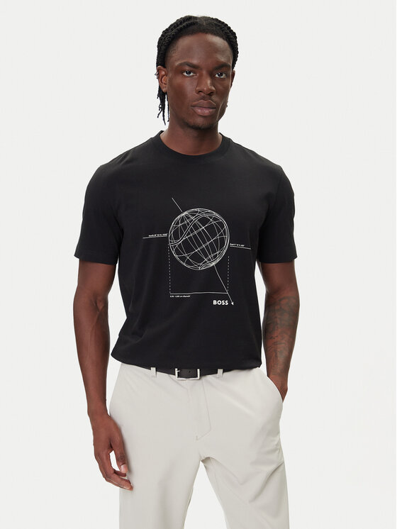 BOSS Тишърт League GRX 50549413 Черен Relaxed Fit цвят на ниска цена
