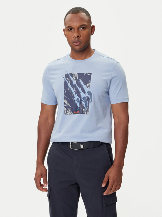 BOSS Тишърт Te_Animali 50546362 Тъмносин Regular Fit цвят на ниска цена