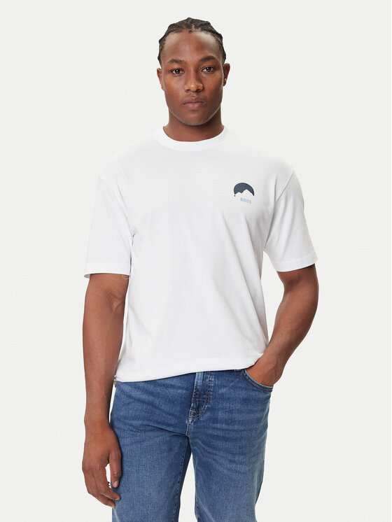 BOSS Тишърт Te_Move 50547087 Бял Relaxed Fit цвят на ниска цена