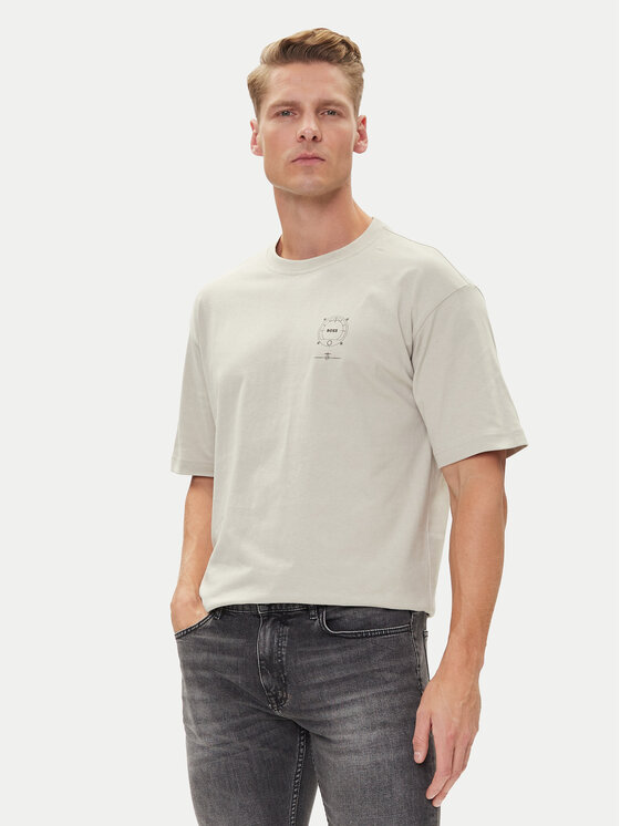 BOSS Тишърт Te_Voyage 50546370 Бежов Relaxed Fit цвят на ниска цена