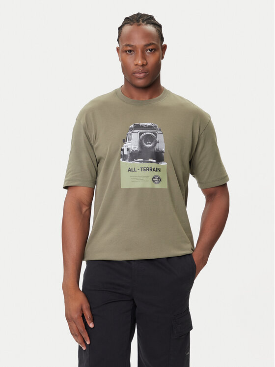 BOSS Тишърт Te_Wagon 50546958 Зелен Relaxed Fit цвят на ниска цена