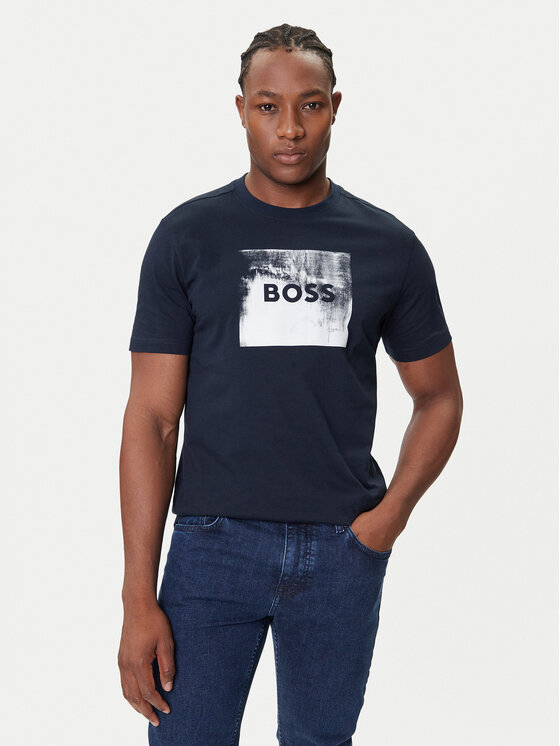 BOSS Тишърт Te_Wheel 50546381 Тъмносин Regular Fit цвят на ниска цена