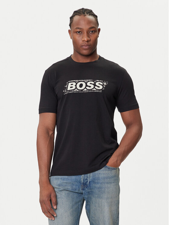 BOSS Тишърт Te_Wheel 50546381 Черен Regular Fit цвят на ниска цена