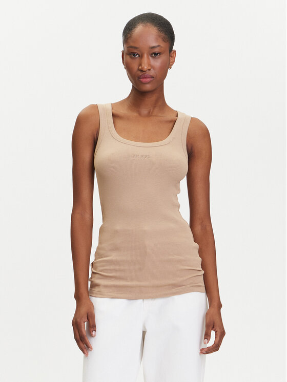 BOSS топ C_Ematite 50504245 Бежов Slim Fit цвят на ниска цена