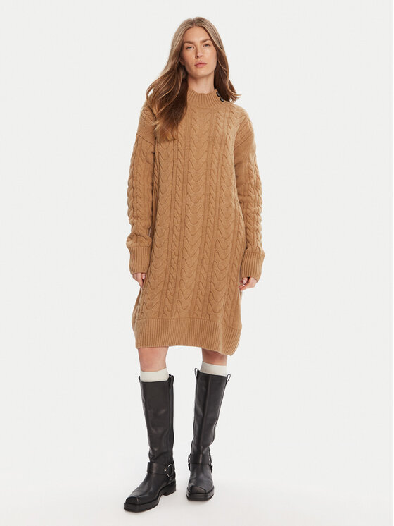 Barbour Плетена рокля Belford LDR0946BE31 Кафяв Regular Fit цвят на ниска цена