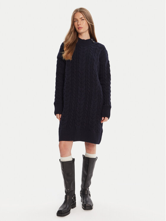 Barbour Плетена рокля Belford LDR0946NY73 Тъмносин Regular Fit цвят на ниска цена