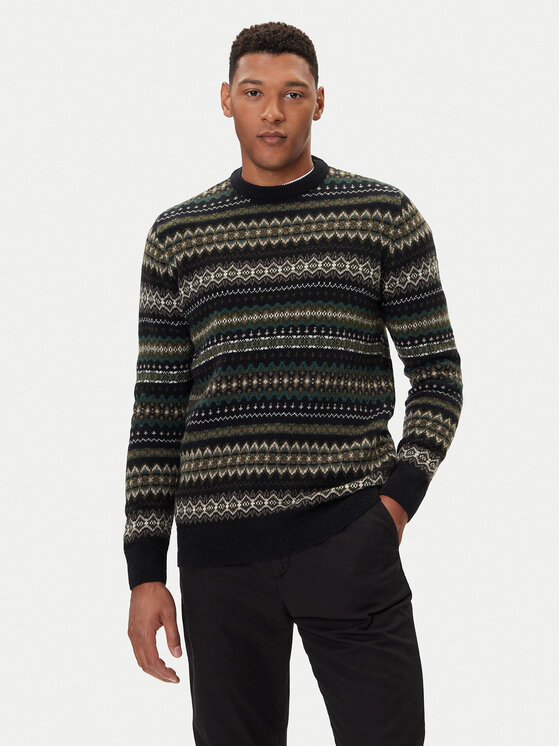 Barbour Пуловер Case Fair MKN1027BK52 Черен Regular Fit цвят на ниска цена